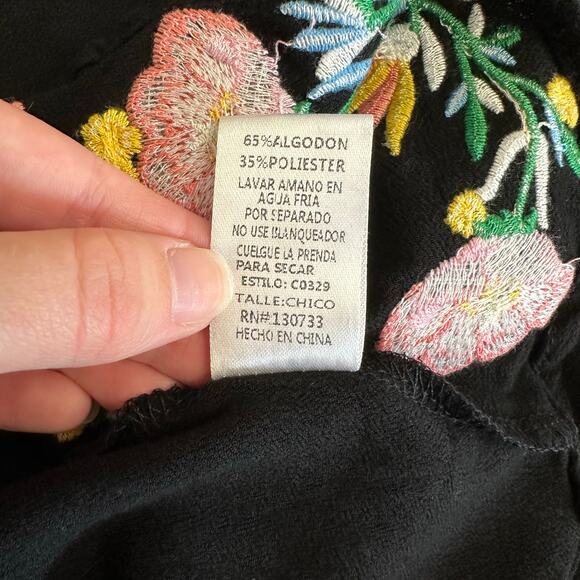Umgee USA Black Sleeveless Dress Small Boho Floral Embroidered Tunic Shift - Picture 7 of 8